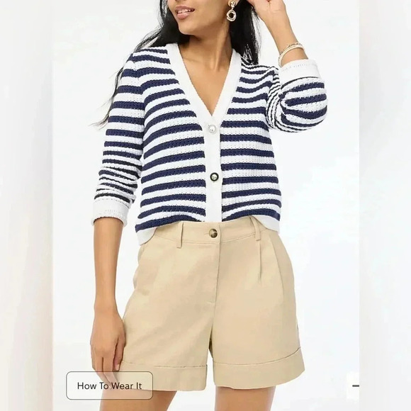 J Crew Shorts Pleated Khaki Chino 4” Inseam NWT Womens Size 10 Cotton - Picture 2 of 11